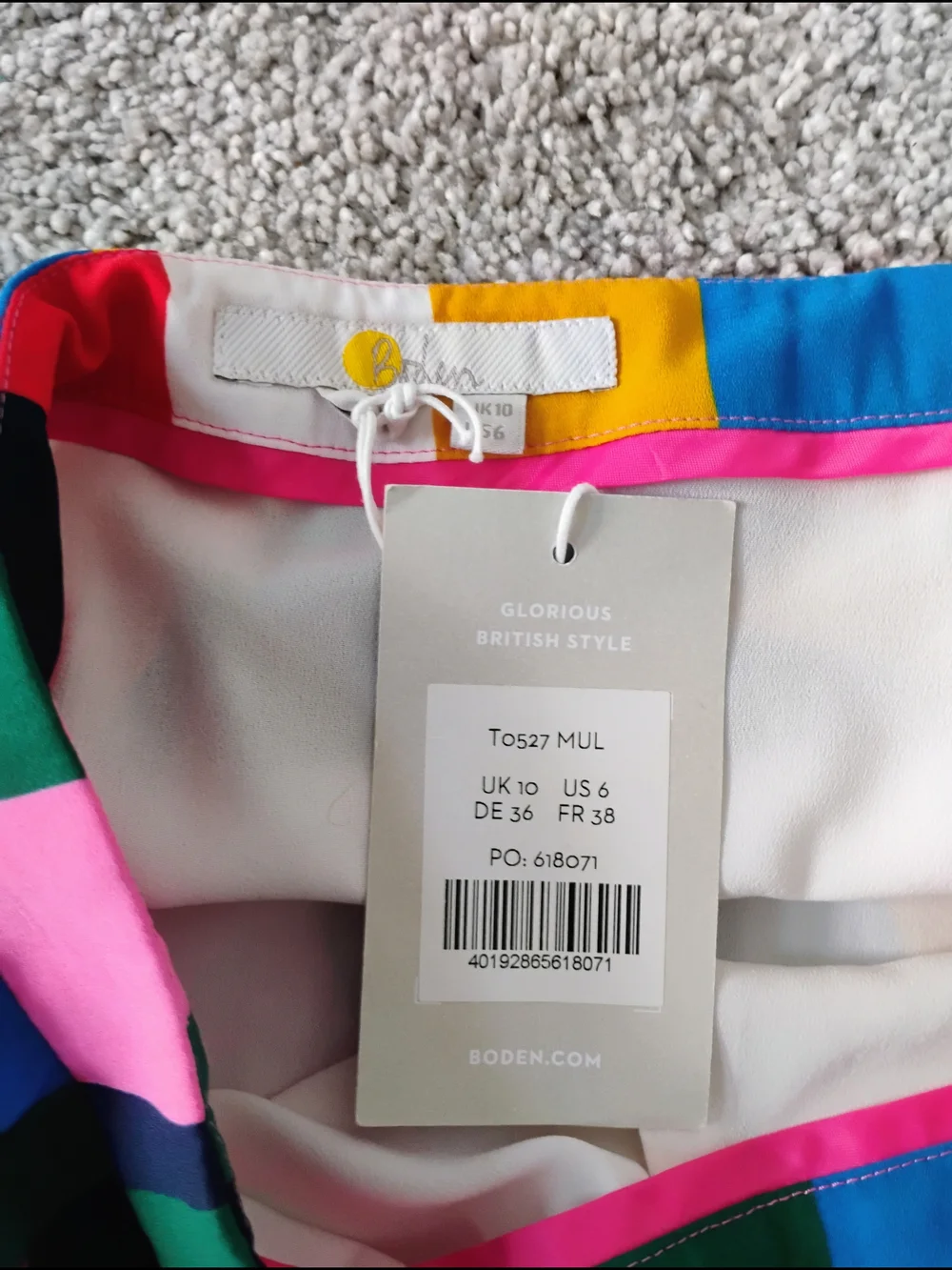 Boden Fairfax Multicolor Bright  Stripe Pleated Skirt - Brand New With Tags - Picture 10 of 12